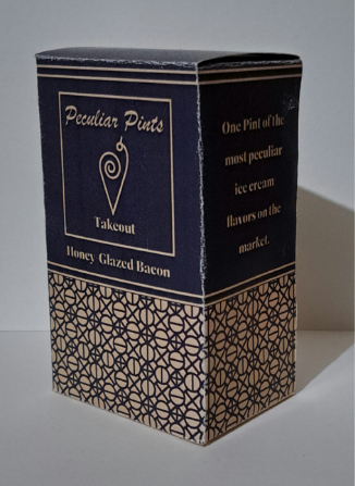 Peculiar Pints packaging showing logo and side quote